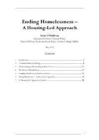 Ending Homelessness – a Housing-Led Approach