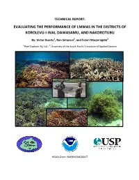 Evaluating the Performance of Lmmas in the Districts of Korolevu-I-Wai, Dawasamu, and Nakorotubu
