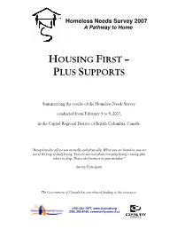 Housing First – Plus Supports