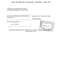 In Re Elan Corporation Securities Litigation 08-CV-08761-Amended
