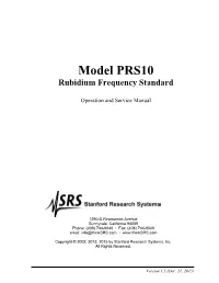 Model PRS10 Rubidium Frequency Standard