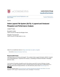 Online Layered File System (OLFS): a Layered and Versioned Filesystem and Performance Analysis