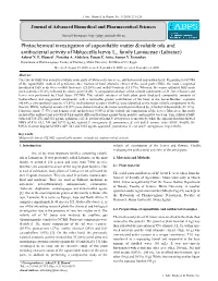 Phytochemical Investigation of Saponifiable Matter & Volatile Oils