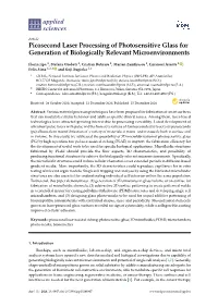 Picosecond Laser Processing of Photosensitive Glass for Generation of Biologically Relevant Microenvironments