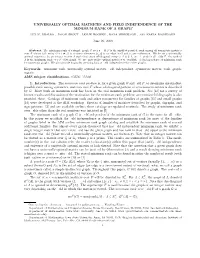 Universally Optimal Matrices and Field Independence of the Minimum Rank of a Graph∗