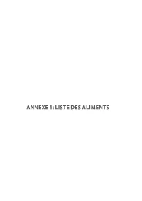 Annexe 1: Liste Des Aliments