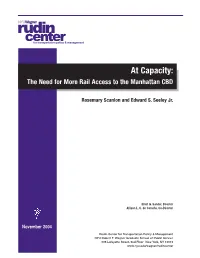 At Capacity: the Need for More Rail Access to the Manhattan CBD