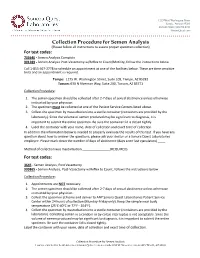 Collection Procedure for Semen Analysis
