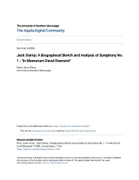 Jack Stamp: a Biographical Sketch and Analysis of Symphony No. 1 - "In Memoriam David Diamond"