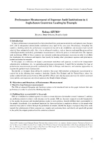 Performance Measurement of Supreme Audit Institutions in 4 Anglo-Saxon Countries: Leading by Example