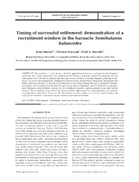 Timing of Successful Settlement: Demonstration of a Recruitment Window in the Barnacle Semibalanus Balanoides