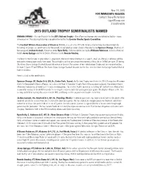 2015 Outland Trophy Semifinalists Named