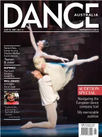 Audition Special Navigating the European Dance “ I Adored the Company Trail Partnership I Had with Robert My Memorable Curran...” – Lucinda Dunn, P