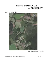 De MAIZEROY RAPPORT De PRESENTATION