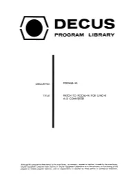 Decus: Patch to Focal-W for Linc-8 A-D Converter
