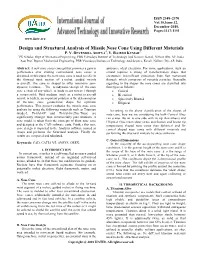 Design and Structural Analysis of Missile Nose Cone Using Different Materials 1 2 P