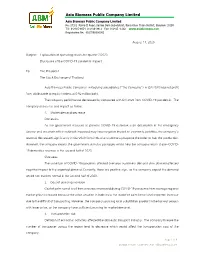 Explanation of Operating Results for Quarter 2/2020 Disclosure of the COVID-19 Pandemic Impact