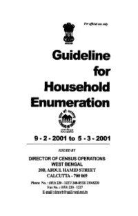 Guideline for Household Enumeration F.Ti,T"~ M"I Cf> I ~ !I'd PEOPLE 0Rifjmd 9 • 2 • 2001 to 5 · 3 · 2001