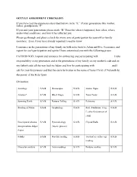 Occult Checklist