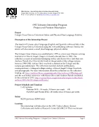 OSU Libraries Internship Program Project and Position Description