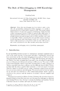 The Role of Microblogging in OSS Knowledge Management