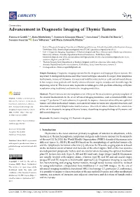 Advancement in Diagnostic Imaging of Thymic Tumors