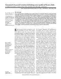 Assessment of Seasonal Variation of Drinking Water Quality in Mysore, India S