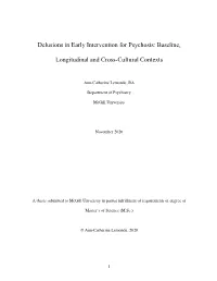 Delusions in Early Intervention for Psychosis: Baseline