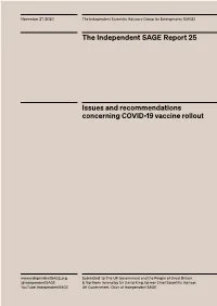 Issues and Recommendations Concerning COVID-19 Vaccine Rollout
