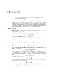 IV. Derivatives (2)