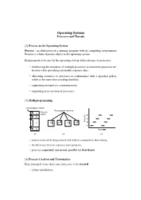 Operating Systems Processes and Threads