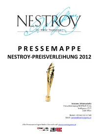 P R E S S E M a P P E Nestroy-Preisverleihung 2012