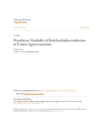 Population Variability of Rotylenchulus Reniformis in Cotton Agroecosystems Megan Leach Clemson University, Mleach@Clemson.Edu