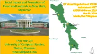 Social Impact and Prevention of Flood and Landslide in Mon State, Myanmar