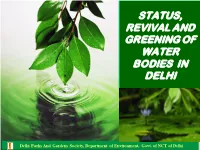 Status, Revival and Greening of Water Bodies in Delhi