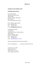 Technology Plan Summary Sheet