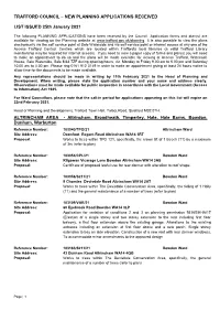 Trafford Council – New Planning Applications Received