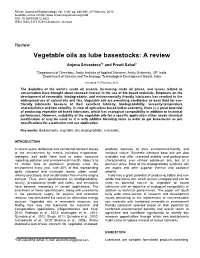 Vegetable Oils As Lube Basestocks: a Review