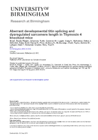 Aberrant Developmental Titin Splicing and Dysregulated
