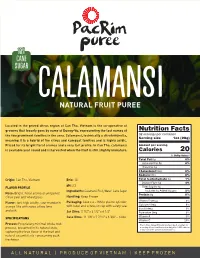 Calamansi Puree Spec Sheet