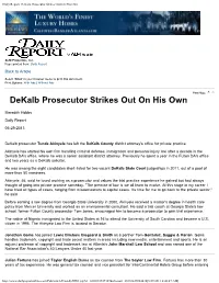 Daily Report: Dekalb Prosecutor Strikes out on His Own