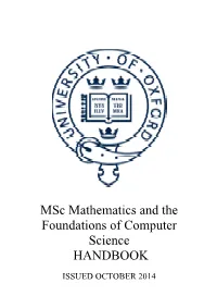 Msc Mathematics and the Foundations of Computer Science HANDBOOK