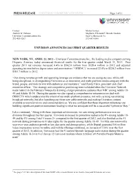 Press Release Univision Communications Inc. Univision