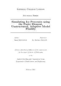 Simulating Ice Processes Using the Finite Element, Unstructured, Adaptive Model Fluidity