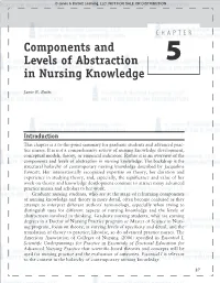 Components and Levels of Abstraction in Nursing Knowledge