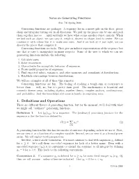Generating Functions Stat 703 Spring 2006