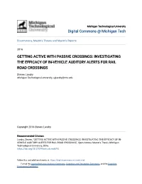 Getting Active with Passive Crossings: Investigating the Efficacy of In-Vehicle Auditory Alerts for Rail Road Crossings