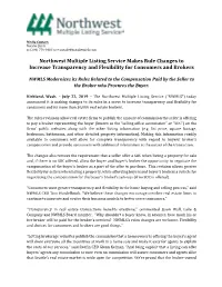 Northwest Multiple Listing Service Makes Rule Changes to Increase Transparency and Flexibility for Consumers and Brokers