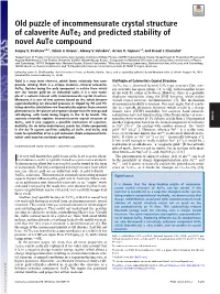 Old Puzzle of Incommensurate Crystal Structure of Calaverite Aute2 And