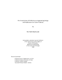 The Construction of Preference in Engineering Design and Implications for Green Products